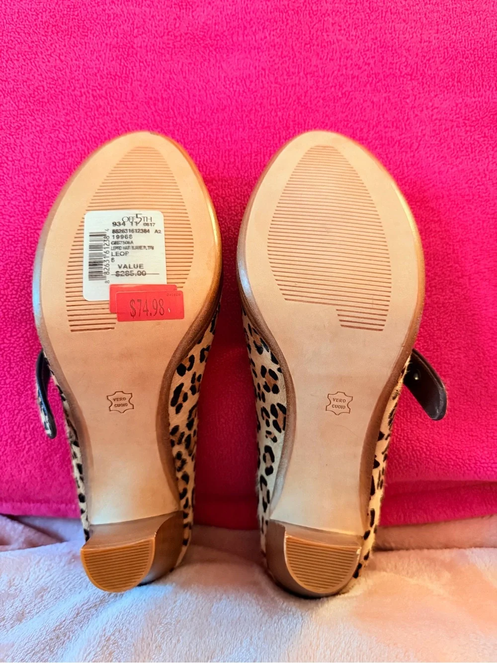 Saks Fifth Avenue Leopard Print Mary Jane High Heel Pumps